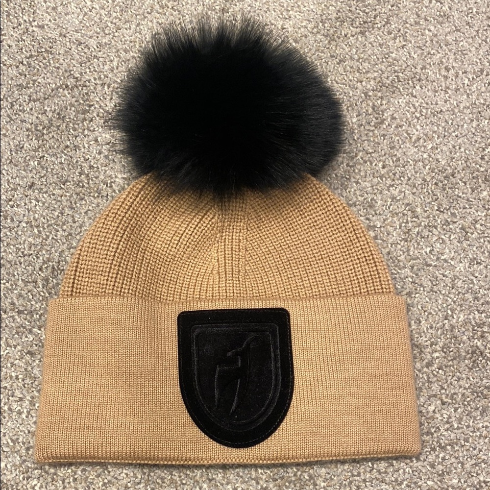 Toni Sailer Knit Beanie with Black Pom Pom